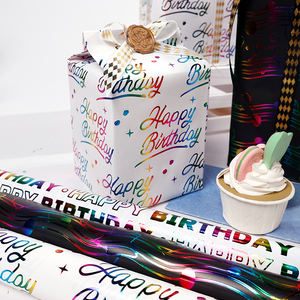 High Quality Disposable Virgin <b>Gold</b> Stamping Birthday Colorful Gift <b>Wrapping</b> Art <b>Paper</b> with Silicone Coating - Product Image 5