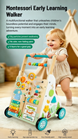 Porteur en bois pour bébé avec xylophone, labyrinthe de perles et trieur de formes, jouet sensoriel pour la motricité fine, pour tout-petits garçons et filles, CE CPC, vente en gros, OEM, personnalisé