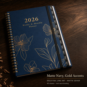 Agenda Espiral 2026 en Inglés, Económica y Popular, Cuaderno con Cubierta de PP, Encuadernación con Cuerda, Planificador de Horarios, Libro A5, Regalo - Product Image 4