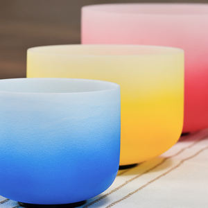 Ensemble de bols chantants en cristal de quartz coloré dégradé <span class=keywords><strong>Aria</strong></span> de Jinfang avec marteau offert - Product Image 4