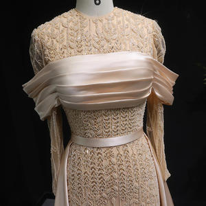 Luxuriöses Langärmeliges Meerjungfrauen-Abendkleid mit Plissee, Schulterfrei, aus Satin mit Schleppe, für Damen, Party, Abschlussball, Lsz253 - Product Image 3