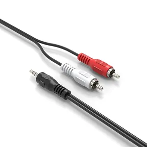 Penjualan laris 1.5m pemisah Y lapisan nikel Normal 2rca ke 3.5mm kabel aux audio stereo jantan