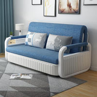 Canapé-lit pliant en tissu pour appartement avec structure métallique et rangement, idéal pour le salon