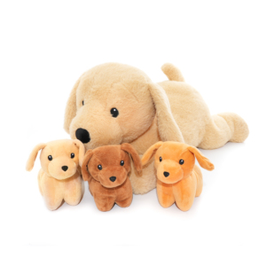 Paquete de Peluches de Perros de la Familia Canina <span class=keywords><strong>con</strong></span> un Perro Grande Acostado y Tres Mini Peluches de Mascotas, Juego de Juguetes de Peluche Suaves, Fabricante Personalizado OEM - Product Image 1