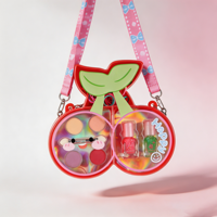 Palette de maquillage pour enfants en forme de cerise, végane et mignonne, avec cordon, fard à paupières, brillant à lèvres, kit cosmétique portable pour filles, vente en gros