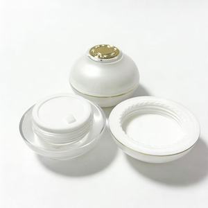 Pot à crème en acrylique personnalisé <span class=keywords><strong>blanc</strong></span> et or, contenant cosmétique de luxe vide <span class=keywords><strong>pour</strong></span> crème contour <span class=keywords><strong>des</strong></span> <span class=keywords><strong>yeux</strong></span>, pot à vis <span class=keywords><strong>pour</strong></span> crème visage, emballage de soins de la peau anti-UV - Product Image 2