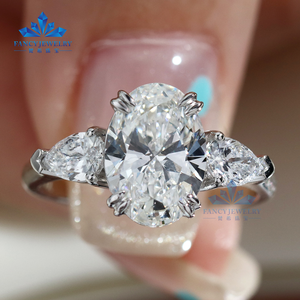 工厂三石戒指<span class=keywords><strong>Rhiannon</strong></span>娇小实验室钻石结婚戒指高品质证书Au 750订婚戒指女性 - Product Image 1