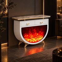 Meuble de cheminée électrique moderne autoportant avec flamme LED, console de chauffage, meuble TV, décoration de salon