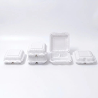 Boîtes alimentaires jetables de 8 pouces de qualité alimentaire pour la préparation des repas, les plats à emporter des restaurants, les boîtes bento à clapet avec couvercles articulés