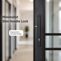 Puerta Corredera Plegable de Aluminio OEM de 42 mm, Puerta Interior de Vidrio Moderna que Ahorra Espacio para Baño, Cocina, Balcón, Habitación Pequeña