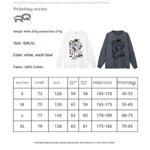 Camiseta de Manga Larga para Hombre, Estilo Retro, Moderna, con Estampado de Marca, Tejida, 100% Algodón, Anti-Pilling, Corte Holgado, Estilo Americano - Product Image 4