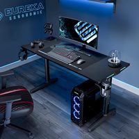 AJUNION 55 pouces grands bureaux de jeu ergonomiques RVB avec support pour casque bureau d'ordinateur de haute qualité Table de jeu Texture en Fiber de carbone