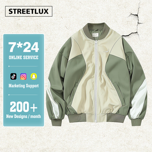 2024 StreetLux veste de survêtement à glissière surdimensionnée pour hommes brodé Colorblock avec contraste d'épissure grande taille Service OEM d'hiver - Product Image 1