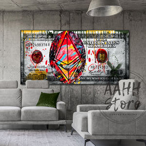 Toile d'<span class=keywords><strong>art</strong></span> mural moderne coloré de cent argent, affiche abstraite, décor de maison - Product Image 4