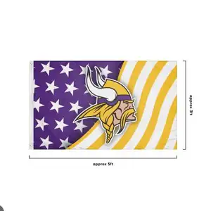 18 designs High Quality polyester NFL Minnesota Vikings Alternate 3' x 5' Banner America stars and stripes Flag indoor outdoor