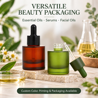 Flacone Contagocce in Vetro Satinato Quadrato Personalizzato per Oli Essenziali, Capacità 30ml, con Scatola per Campione Gratuito
