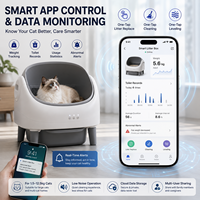 Bac à litière pour chat à nettoyage automatique avec double capteur de sécurité et contrôle par application, sacs poubelles gris-blancs en plastique inclus