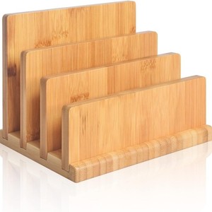 Organisateur de bureau en bois pour la maison avec compartiments multiples et système de fixation ; gestionnaire de courrier en bambou et bois ; pour comptoir - Product Image 3
