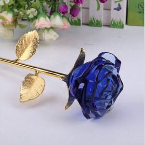 MH-H0123 bella vendita calda cristallo fiore rosa d'oro stelo Bomboniere cristallo Souvenir cristallo rosa per regali e nozze - Product Image 2