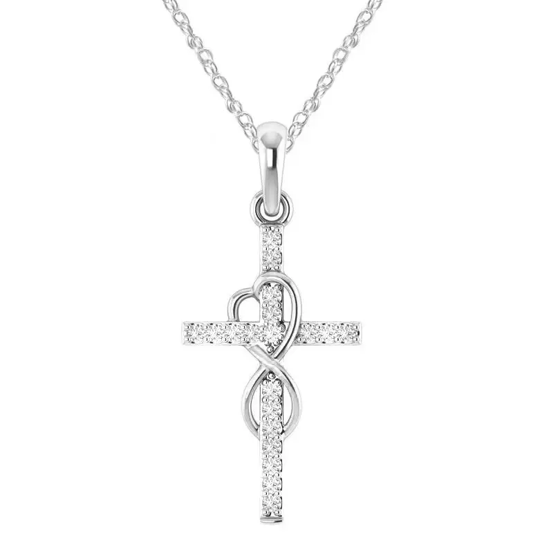 Korea Twisted Heart Necklace Minimalist 8 Character Cross Pendant Necklaces S925 Sterling Silver Rhinestone Cross Necklace