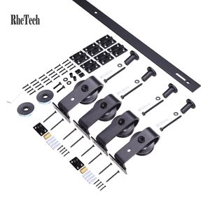 RHETECH Kit <span class=keywords><strong>de</strong></span> portes coulissantes pliantes à montage supérieur en acier au carbone <span class=keywords><strong>de</strong></span> 3 pieds Ensemble <span class=keywords><strong>de</strong></span> quincaillerie durable <span class=keywords><strong>pour</strong></span> porte <span class=keywords><strong>de</strong></span> grange coulissante à deux volets <span class=keywords><strong>pour</strong></span> le salon - Product Image 3