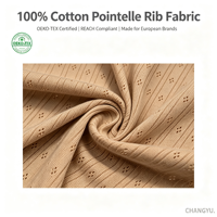Tela de Punto Premium 100% Algodón con Diseño de Ojales y Pointelle para Prendas de Moda y Ropa Infantil, Directo de Fábrica