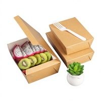 Boîte à emporter en papier kraft, pliable, rectangulaire, pour fruits et repas livrés à domicile