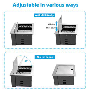 เต้ารับไฟฟ้าแบบฝังในโต๊ะ USB Type-C แบบพับเก็บได้ วัสดุอะลูมิเนียม มาตรฐาน UK กล่องเต้ารับไฟฟ้าอเนกประสงค์ ปลั๊กไฟฟ้าแบบตั้งโต๊ะ - Product Image 5