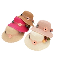 Vente en gros personnalisable été nouvelle mode large vague bord seau chapeau personnalisé fleur décorative papier chapeau de paille pour la pêche