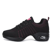 Chaussures de danse salsa latine légères pour femmes, baskets en tissu tricoté respirant et antidérapant pour l'entraînement et la performance