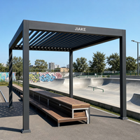 Pergola en aluminium Jiake 6063-T5 avec toit à lames motorisées pour jardin cloître médiéval, patio, espace extérieur, gazebo, pavillon