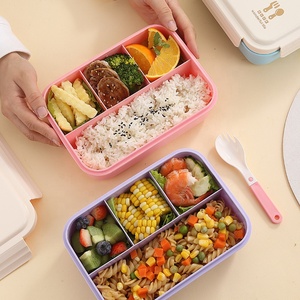 Boîte à lunch en plastique à <span class=keywords><strong>5</strong></span> <span class=keywords><strong>compartiments</strong></span> et ensemble de tasses à eau pour micro-ondes-Employé de bureau-Boîte à bento adaptée avec couvercle en plastique pour étudiants - Product Image 5