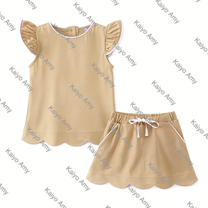 Conjuntos de Ropa para Niñas, Conjuntos de <span class=keywords><strong>Verano</strong></span> de 2 Piezas para Bebés con Mangas con Volantes, Top y Falda con Volantes - Product Image 4