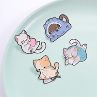 Lot de badges en émail Chat de dessin animé, motifs chatons multi-expressions, pour vêtements, sacs à dos et décorations