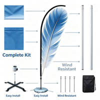 Drapeau plume personnalisé, bannière en forme de goutte d'eau, 100% polyester, support métallique, affichage pour salon professionnel extérieur, drapeau de plage, approvisionnement en gros