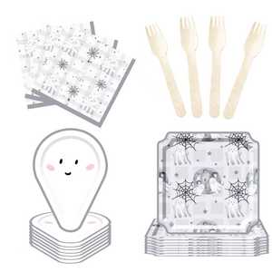 DAMAI Halloween Party Supplies Halloween Paper Plates Cups Napkins Party Disposable Tableware Set Birthday Favor for 8 Guests - Product Image 4