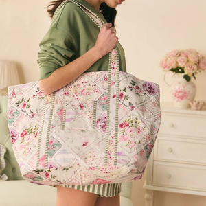 Bolsa de Mano Tipo Tote con Lazo de Algodón, Nueva, al por Mayor, Linda Bolsa de Hombro Acolchada con Flores para Viajes y Compras, Regalo para Mamás - Product Image 1
