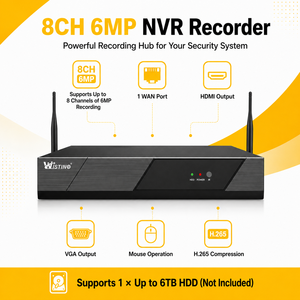 Système de <span class=keywords><strong>surveillance</strong></span> NVR 8 canaux Wistino avec détection IA intelligente, vision nocturne couleur, caméra bullet extérieure étanche, système CCTV - Product Image 2