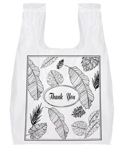 ถุงพลาสติกย่อยสลายได้สำหรับใส่ของชำ มีหูหิ้ว ข้อความขอบคุณแบบใส ใช้ซ้ำได้ สำหรับร้านอาหาร ปรับแต่งได้ - Product Image 1