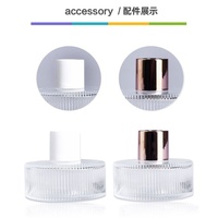 Bouteille en verre vide personnalisée, écologique, ronde, à rayures verticales, 100 ml, pour diffuseur de parfum à bâtonnets, avec bouchon à vis