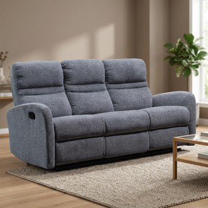 Modern Gray Fabric Power Recliner <b>Sofa</b> Three Seater Upholstered Lounge Couch For Living Room Home Furniture - Product Image 2