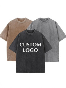เสื้อยืดผู้ชายทรงหลวมโอเวอร์ไซส์ ผ้าคอตตอน 100% หนานุ่ม สไตล์วินเทจ ลายดอกไม้ฟอกสี  พร้อมปักโลโก้ตามสั่ง - Product Image 2