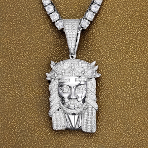 Nouveau design, bijoux hip-hop bling, plaqué or, argent sterling 925, moissanite VVS, pendentif visage de Jésus glacé pour les fêtes - Product Image 2