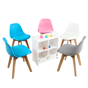 Silla de <span class=keywords><strong>tulip</strong></span>án de plástico para niños de estilo nórdico con asiento acolchado, patas de madera, muebles de jardín de infantes, cojín tapizado de PU, silla para niños - Product Image 1