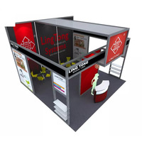 Stand d'exposition modulaire personnalisé 6x6m avec structure carrée TW66-004 et tissu SEG imprimé par transfert thermique pour salon professionnel