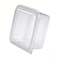 Conteneur alimentaire carré en plastique transparent PP jetable personnalisé avec couvercles pour l'emballage de pâtisserie, boîte à biscuits, boîte à gâteaux, supermarché