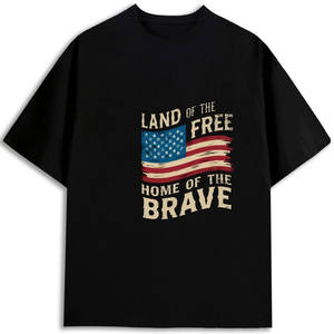Camiseta de algodón para hombre con bandera americana, tierra de los libres, hogar de los valientes, corte regular, estampada, manga corta, hecha en EE. UU. - Product Image 1