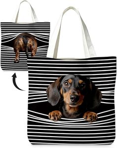 Bolsa de Mano de Lona con Estampado de Perro Vintage, Gran Capacidad, Ecológica, Reutilizable, para Mujeres, Regalo para Amantes de Mascotas - Product Image 1
