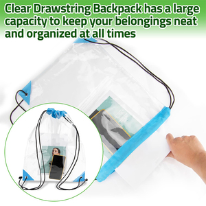 Free Stock Sample Clear <b>Drawstring</b> <b>Bags</b> for Women and Men <b>Waterproof</b> Transparent Pvc Clear Backpack for Stadium Events Shopping - Product Image 2