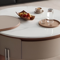 Table basse ronde en travertin naturel de luxe Wabi Sabi, table d'appoint moderne en bois pour salon